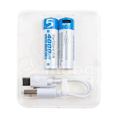 Аккумуляторные батарейки "AA" VariCore Li-ion 1.5V 2600 mAh (2 шт, перезаряжаемые, зарядка через Type-C)